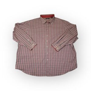 AXIST Men's Plaid Button Down Shirt 4X Long Sleeve Red‎ Blue White Casual